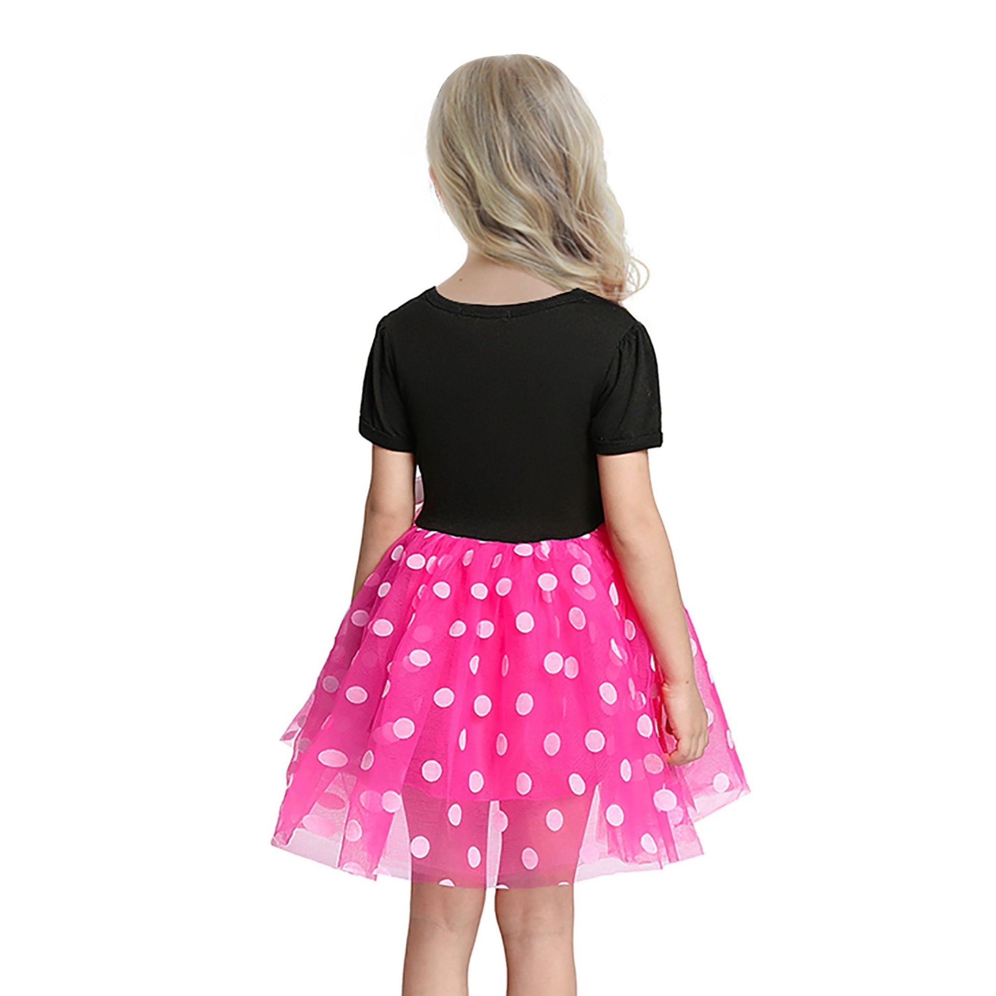 Minnie Mouse Costume Girls Dress up Princess Toddler Cute Polka Dots Fancy Minnie Mouse Dresses up Bowknot Tutu Tulle Cosplay Birthday Party Baby Girl Costume with Headband 90 CM