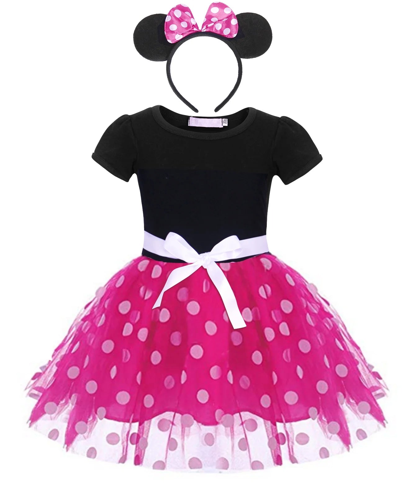 Minnie Mouse Costume Girls Dress up Princess Toddler Cute Polka Dots Fancy Minnie Mouse Dresses up Bowknot Tutu Tulle Cosplay Birthday Party Baby Girl Costume with Headband 90 CM