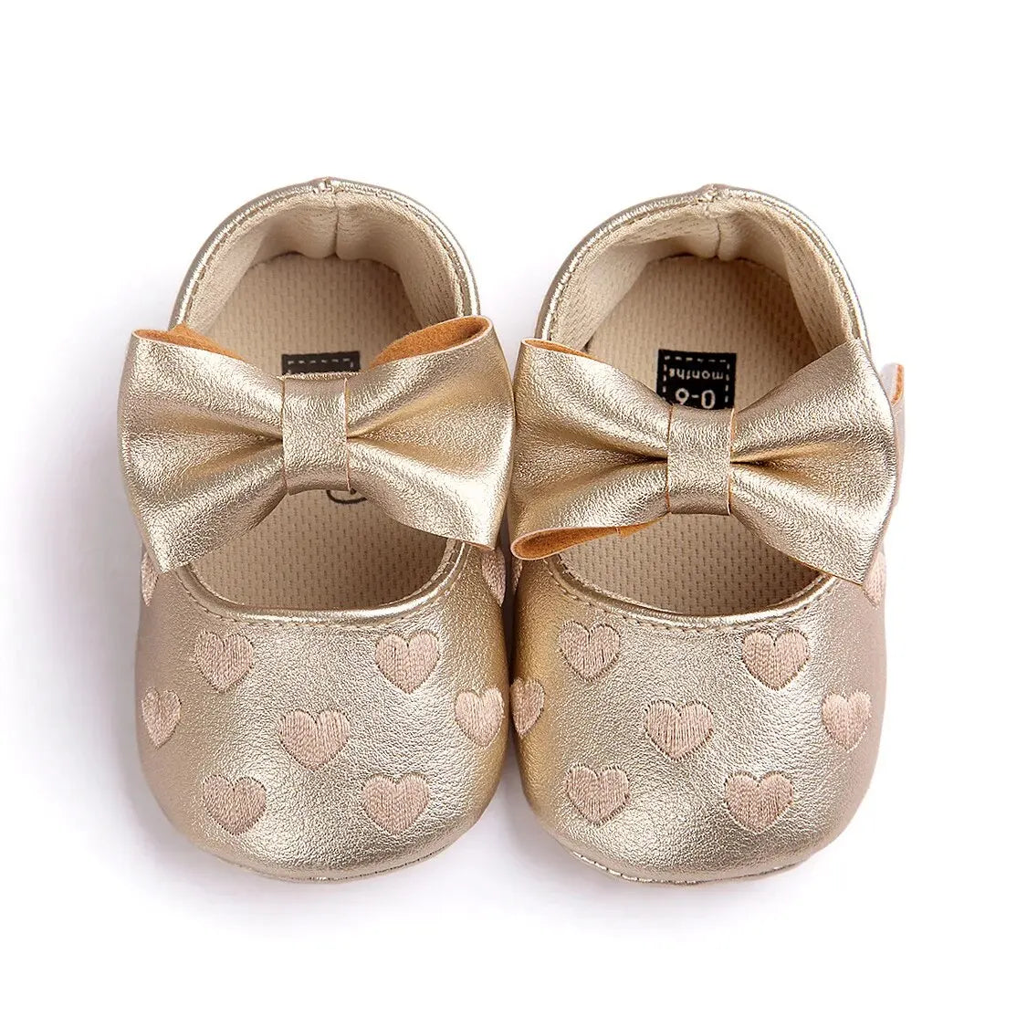 Baby Shoes Classic Dress Cute Bow-Knot Heart Anti-Slip Soft Sole First Walkers Infant Baby Girls Toddler Shoes 0-18M