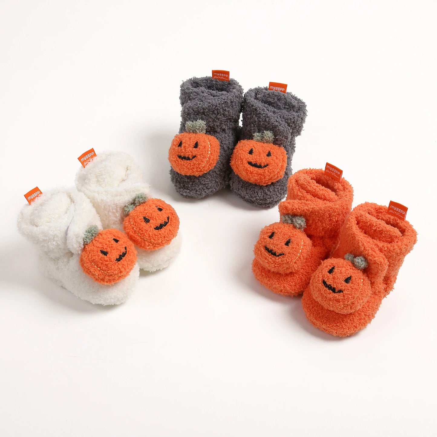 Baby Halloween Pumpkin Booties Infant Newborn Sock Shoes Winter Crib Shoes First Walkers Prewalkers