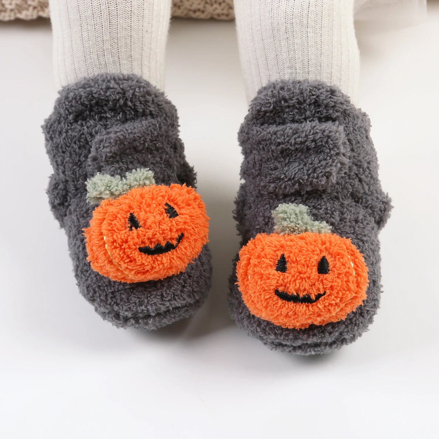 Baby Halloween Pumpkin Booties Infant Newborn Sock Shoes Winter Crib Shoes First Walkers Prewalkers