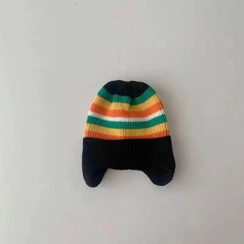 Winter Baby Beanie Cap Cartoon Bear Ear Protection Knitted Hat for Toddler Boys Girls Cute Korean Warm Kids Crochet Hats Gorras