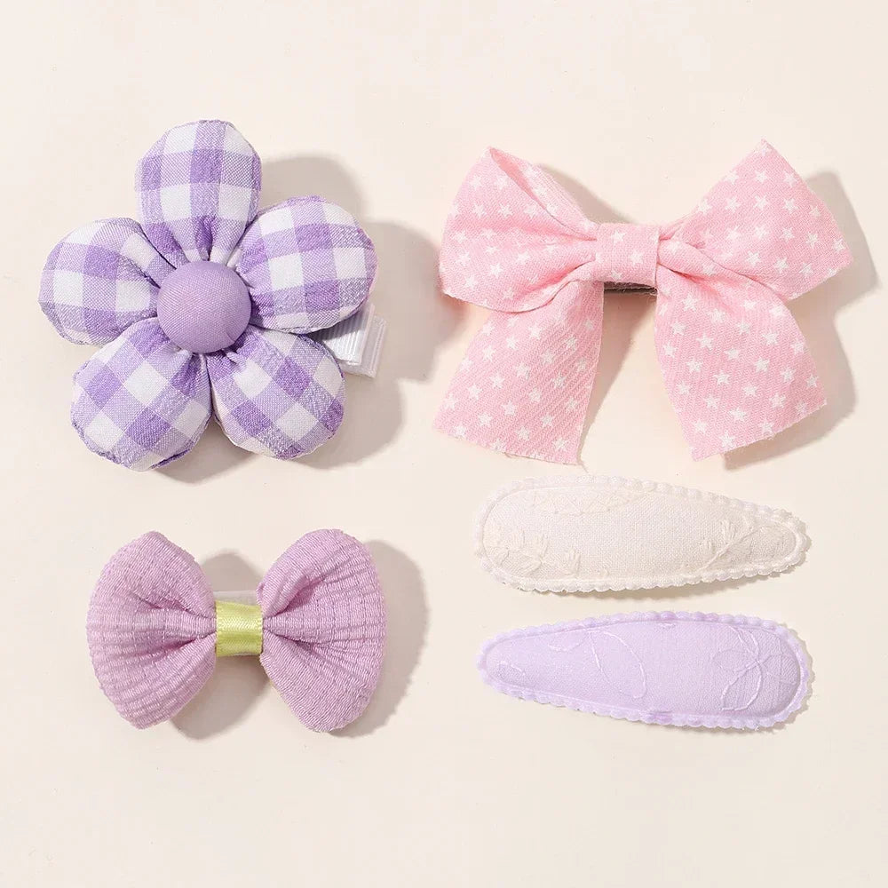 Baby Girl Hair Bangs Hairclip Set Floral Bow Bunny Princess Hairpin for Toddler Girl Fresh Side Clip Children Hair Accessories