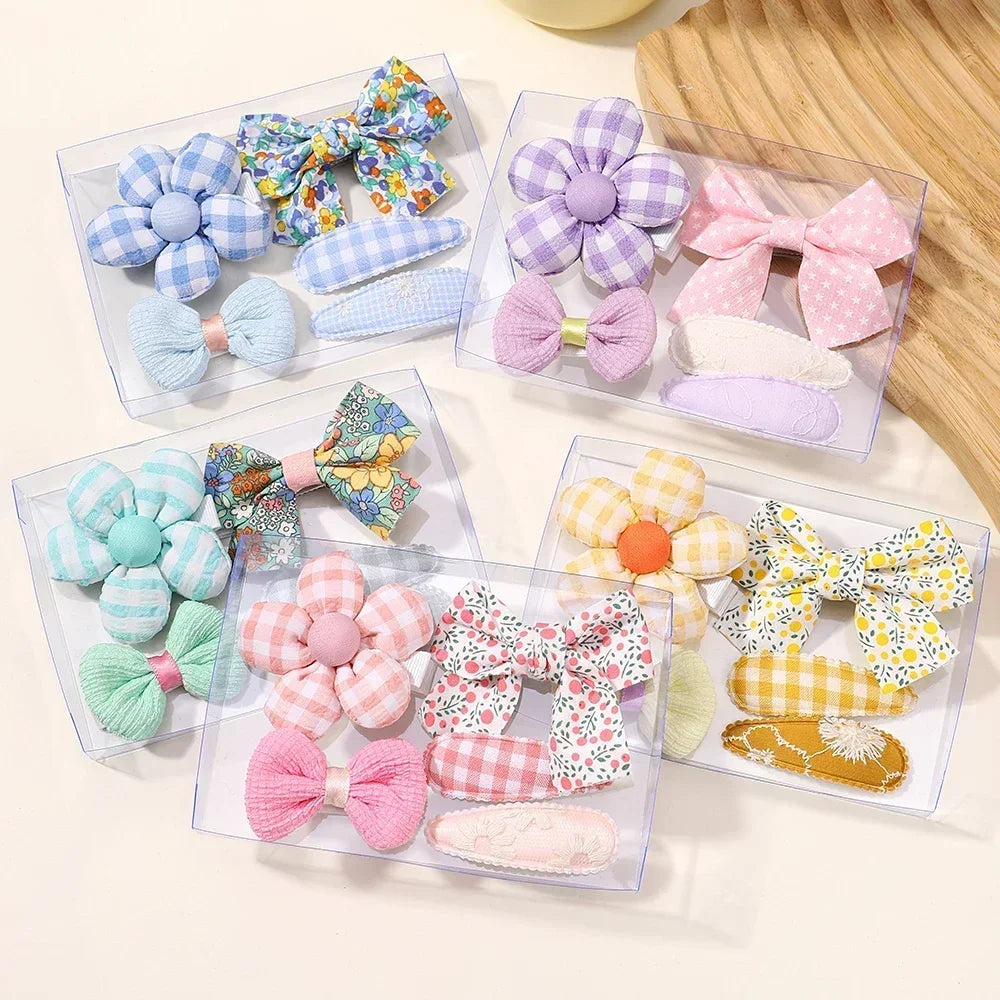 Baby Girl Hair Bangs Hairclip Set Floral Bow Bunny Princess Hairpin for Toddler Girl Fresh Side Clip Children Hair Accessories