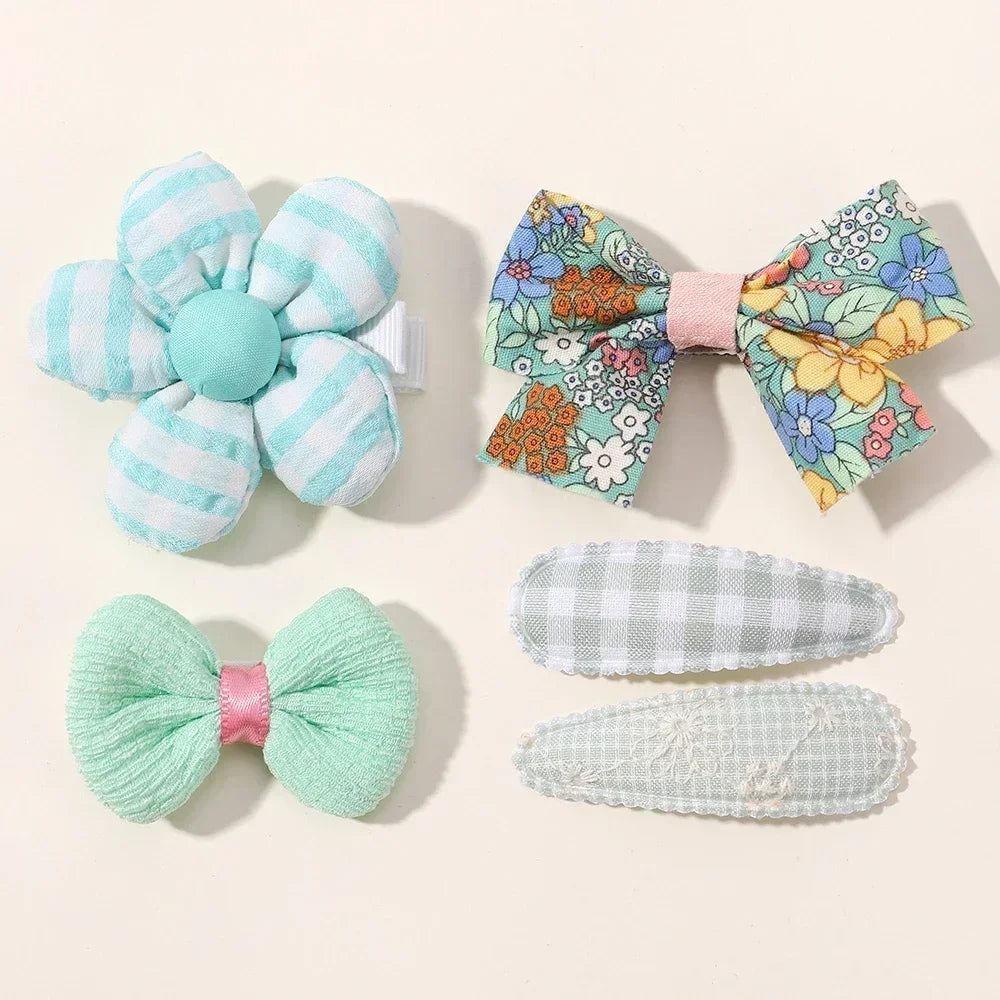 Baby Girl Hair Bangs Hairclip Set Floral Bow Bunny Princess Hairpin for Toddler Girl Fresh Side Clip Children Hair Accessories