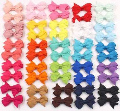 50Pcs 25 Colors in Pairs Baby Girls Tiny 2" Hair Bows Alligator Clips for Little Girls Infants Toddlers