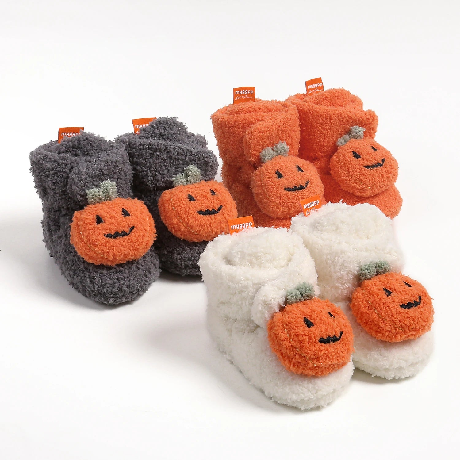 Baby Halloween Pumpkin Booties Infant Newborn Sock Shoes Winter Crib Shoes First Walkers Prewalkers