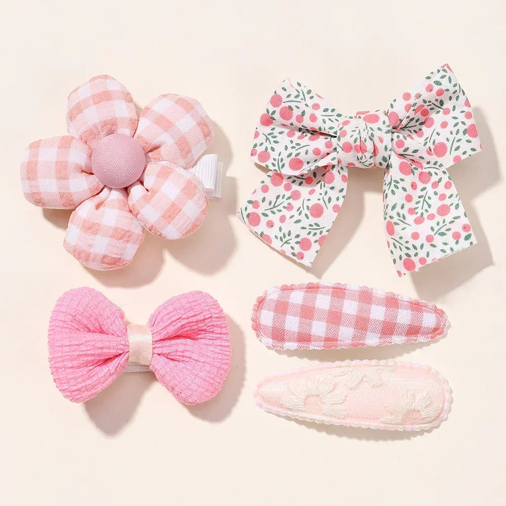 Baby Girl Hair Bangs Hairclip Set Floral Bow Bunny Princess Hairpin for Toddler Girl Fresh Side Clip Children Hair Accessories