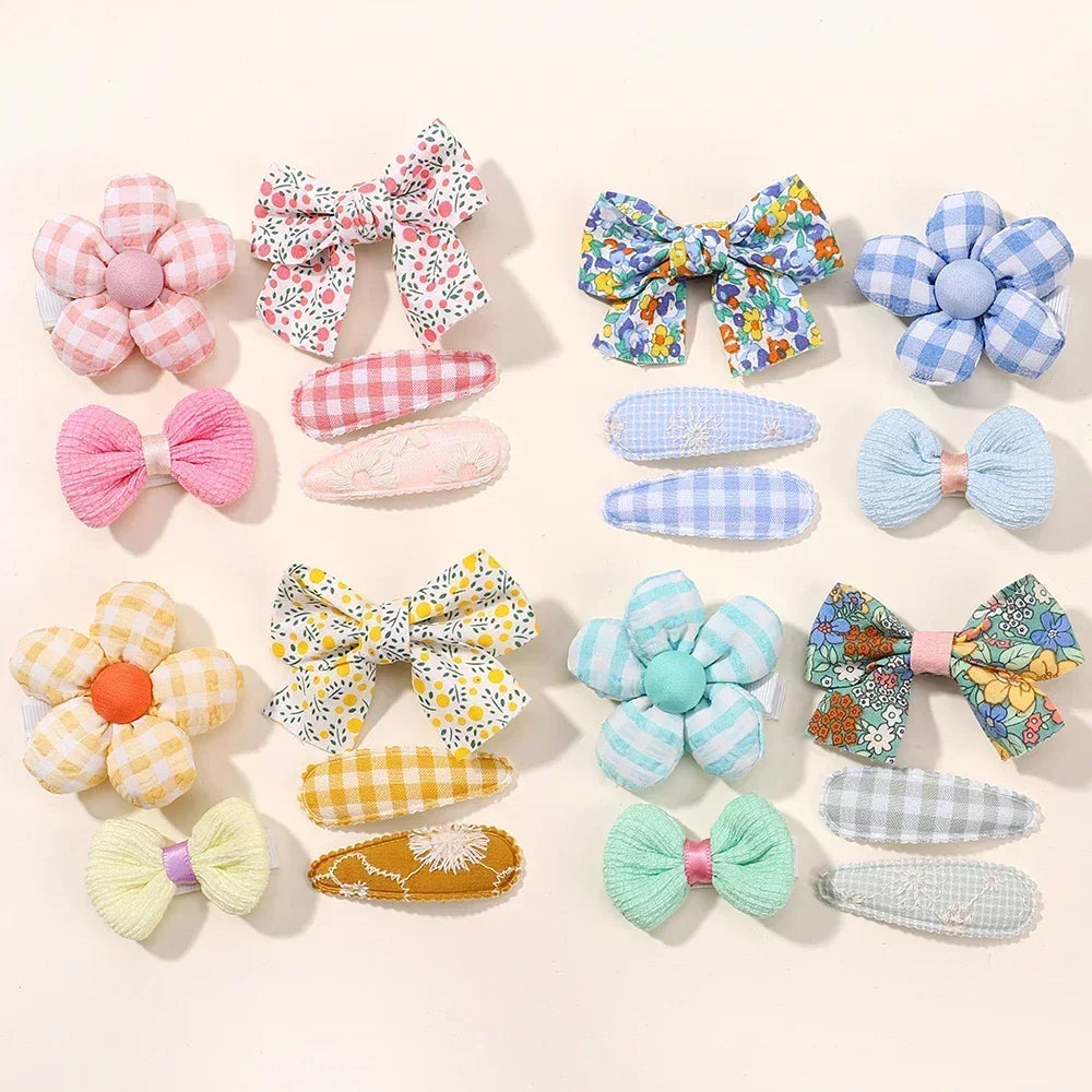 Baby Girl Hair Bangs Hairclip Set Floral Bow Bunny Princess Hairpin for Toddler Girl Fresh Side Clip Children Hair Accessories