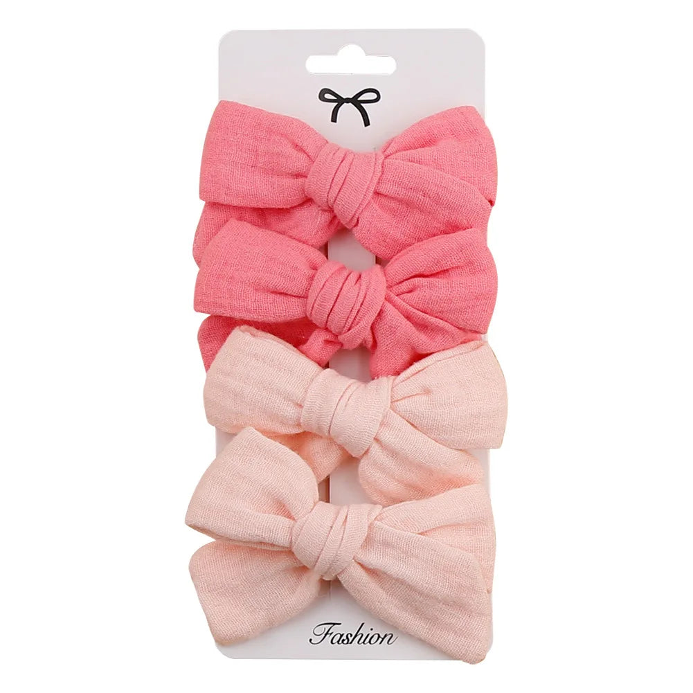 4PCS Bows Baby Hair Clips for Girls Cotton Kids Headwear Baby Hair Accessories Sweet Princess Hair Bows for Children Hairpin