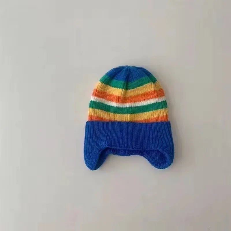 Winter Baby Beanie Cap Cartoon Bear Ear Protection Knitted Hat for Toddler Boys Girls Cute Korean Warm Kids Crochet Hats Gorras