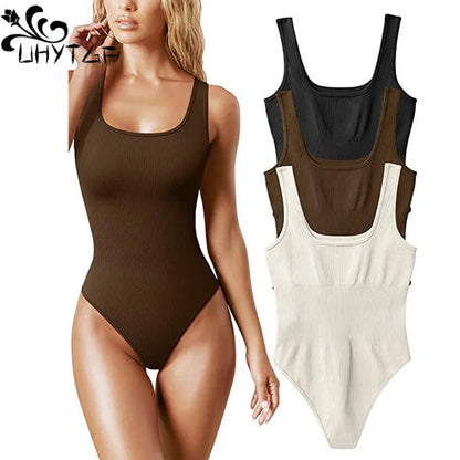 White Strappy Bodysuit Sexy Backless Ribbed Bodysuit Romper String Femmesexy Sleeveless Tank Top Gloved Bodysuit Body Female2956