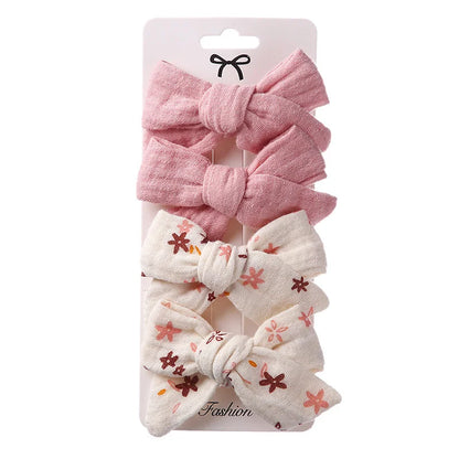 4PCS Bows Baby Hair Clips for Girls Cotton Kids Headwear Baby Hair Accessories Sweet Princess Hair Bows for Children Hairpin